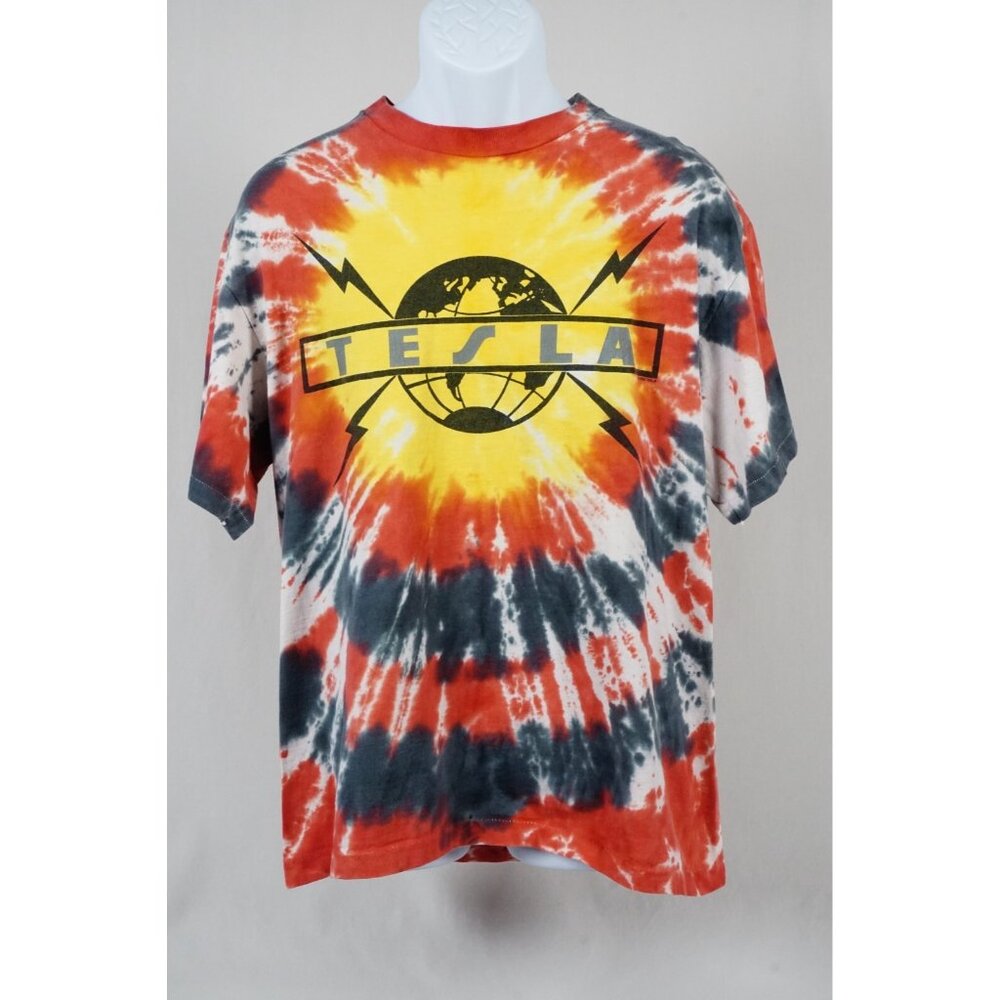 Tesla Band T-Shirt SOFTee Men's XL Authentic Vintage 1992 Tie Dye Unisex